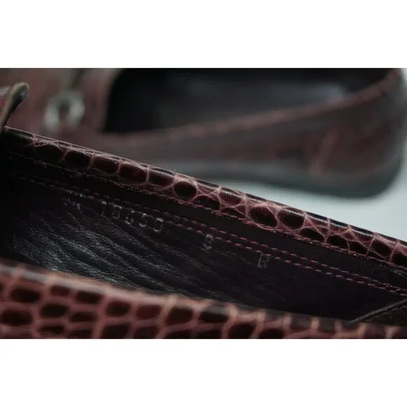 Salvatore Ferragamo Alligator Croc Red Horsebit Gancini Bit Loafers Sz 8B